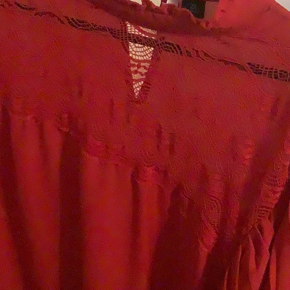 Elegant Red Lace Women's Top